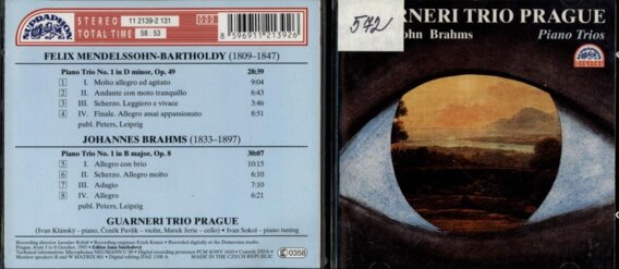 Mendelssohn - Bartholdy - Piano trio No. 1, Brahms - Piano trio No.1