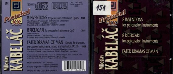 Miloslav Kabeláč - 8 inventions, 8 ricercari, fated dramas of man