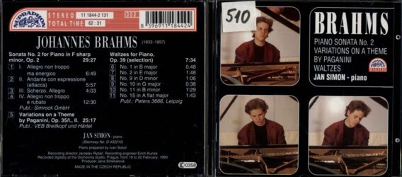 Brahms - Sonata No. 2, Waltzes for piano