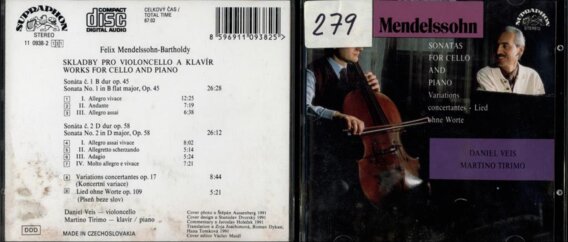 Felix Mendelssohn-Bartholdy - Skladby pro violoncello a klavír