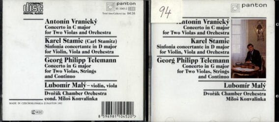 Vranický Concerto in C major, Stamic Sinfonia concertante in D major, Telemann Concerto in G major