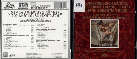 Georg Friedrich Händel, Carl Philipp Emanuel Bach, Johann Sebastian Bach - Sonatas for flute and harpsichord
