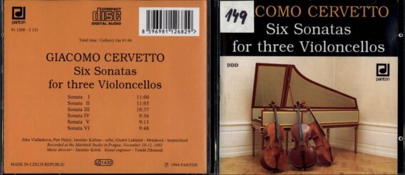 Giacomo Cervetto - Six sonatas for three violoncellos
