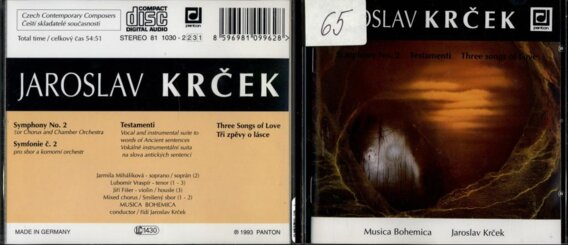 Jaroslav Krček - Symphony No. 2, Three songs of love Testamenti