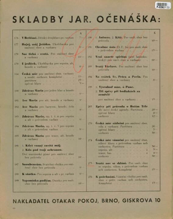 Skladby Jar. Očenáška