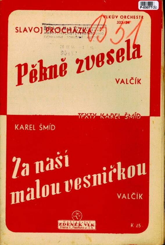 Vlkův orchestr 333/34 - Pěkně zvesela, Za naší malou vesničkou