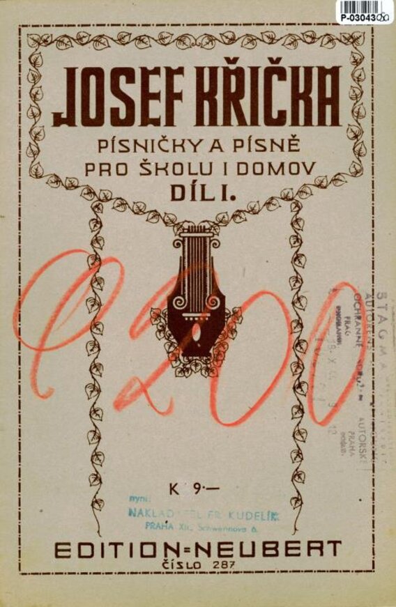 Edition Neubert 287 - Písničky a písně pro školu i domov díl I.