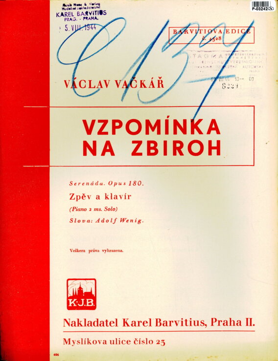 Barvitiova edice č. 4328 - Vzpomínka na Zbiroh