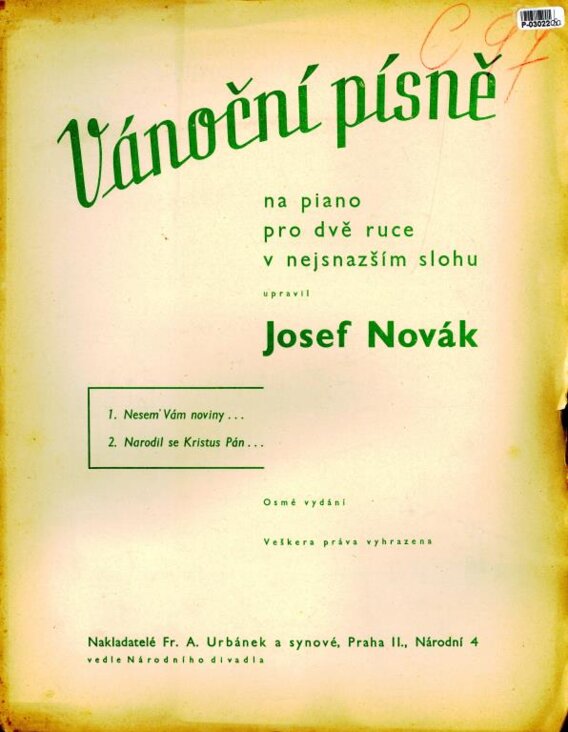 Vánoční písně na piano pro dvě ruce v nejsnazším slohu