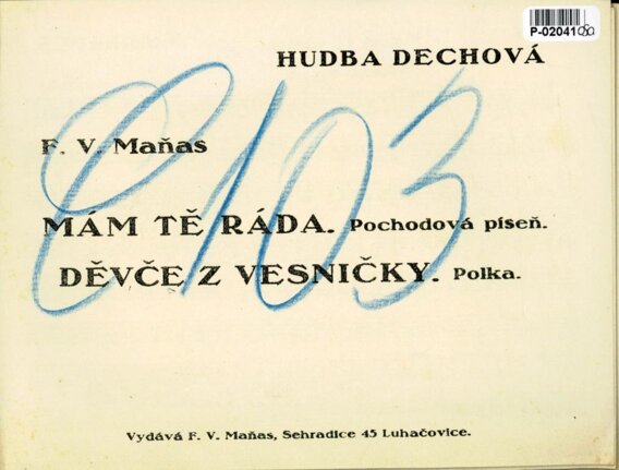 Hudba dechová - Mám tě ráda, Děvče z vesničky