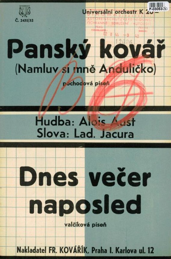 Universální orchestr č. 2431/2 - Panský kovář, Dnes večer naposled