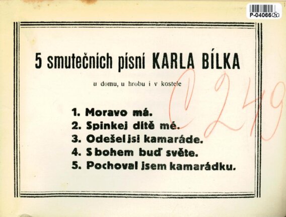 5 smutečních písní Karla Bílka