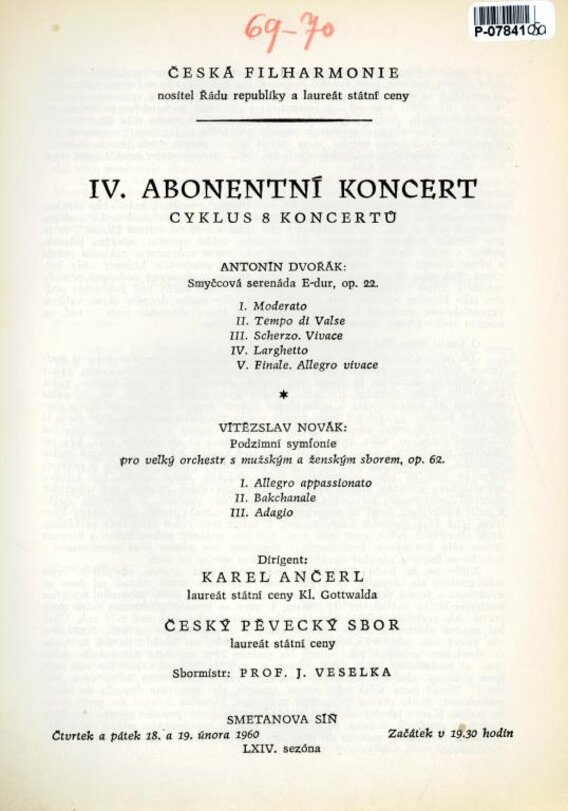 Česká filharmonie - IV. Abonentní koncert