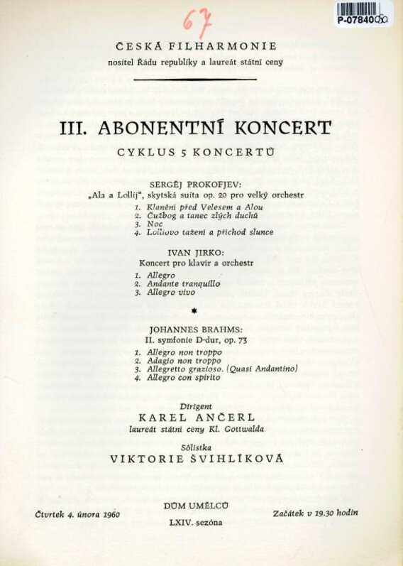 Česká filharmonie - III. Abonentní koncert