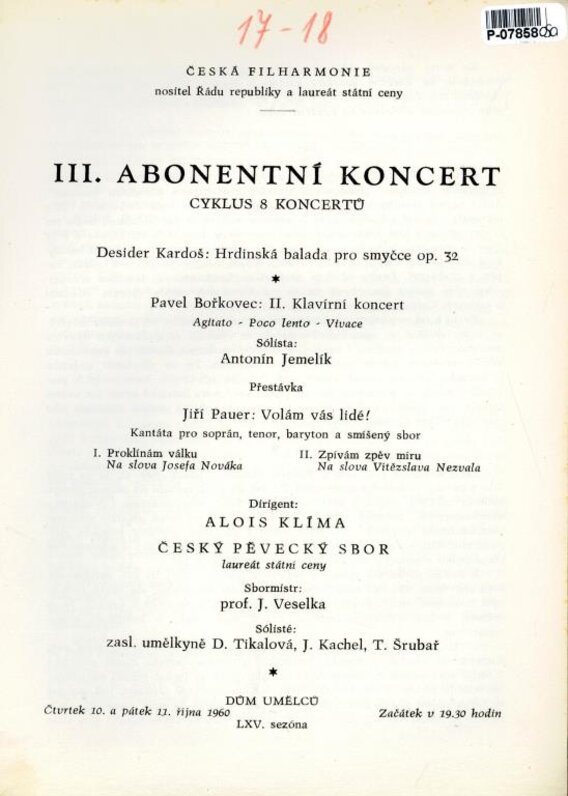 Česká filharmonie - III. Abonentní koncert