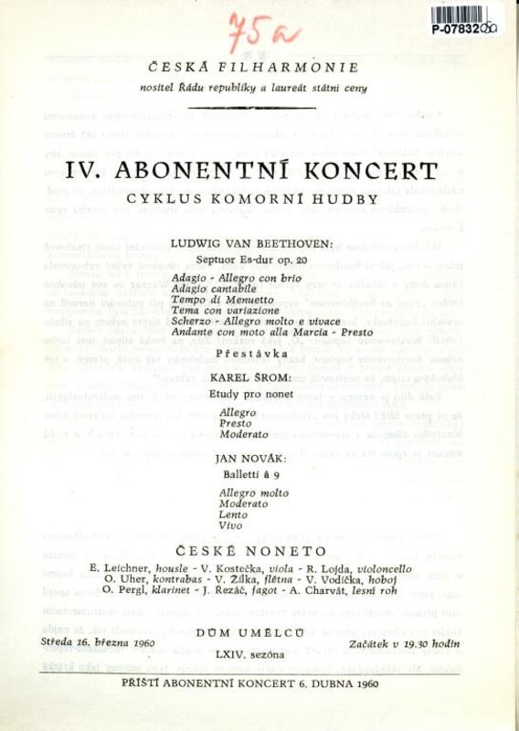 Česká filharmonie - IV. Abonentní koncert