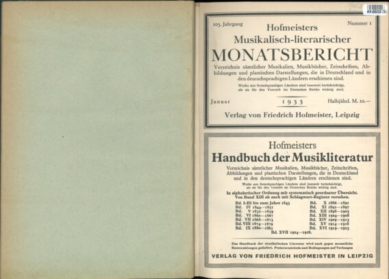 Hofmeisters Musikalisch-literarischer Monatsbericht