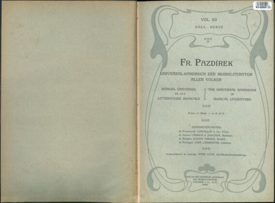 Universal-Handbuch der Muzikliteratur alle Völker