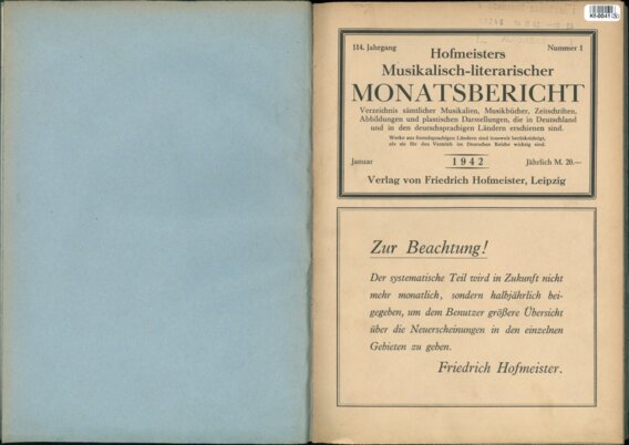 Hofmeisters Musikalisch-literarischer Monatsbericht