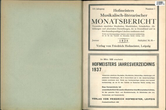 Hofmeisters Musikalisch-literarischer Monatsbericht