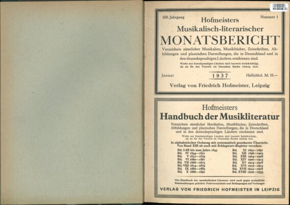 Hofmeisters Musikalisch-literarischer Monatsbericht