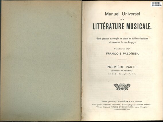 Manuel Universel de la Littérature musicale