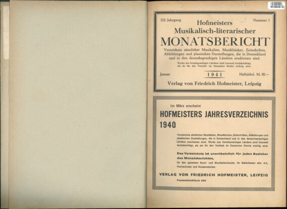 Hofmeisters Musikalisch-literarischer Monatsbericht