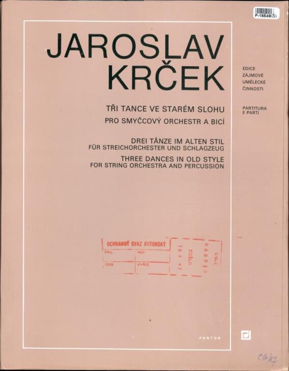Tři tance ve starém slohu prosmyčcový orchestr a bicí