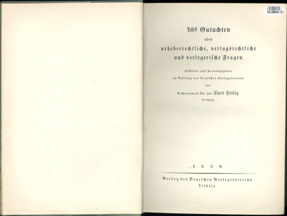 385 Gutachten über urheberrechtliche, verlagsrechtliche und verlegerifche Fragen