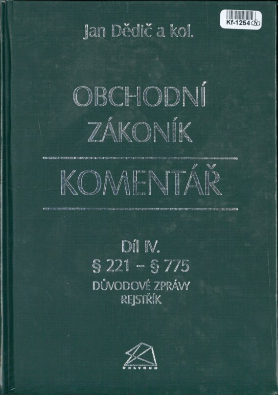 Obchodní zákoník - Komentář - DIl IV.