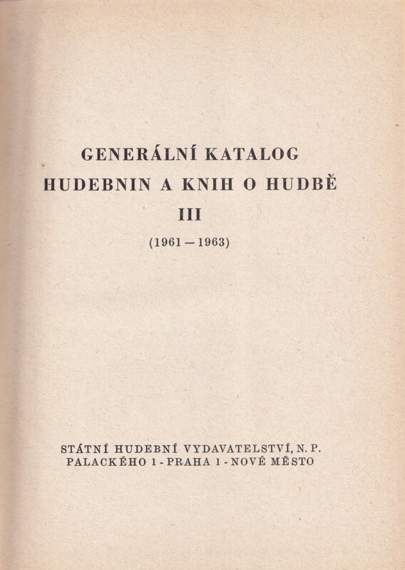 Generální katalog hudebnin a knih o hudbě III (1961–1963)