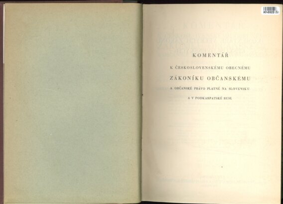 Komentář k Československému obecnému zákoníku občanskému