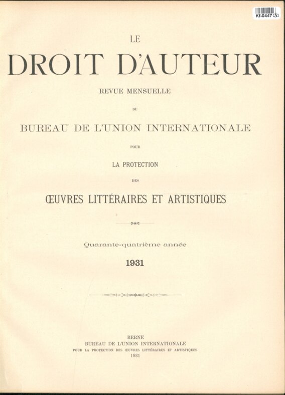Le Droit d'Auteur