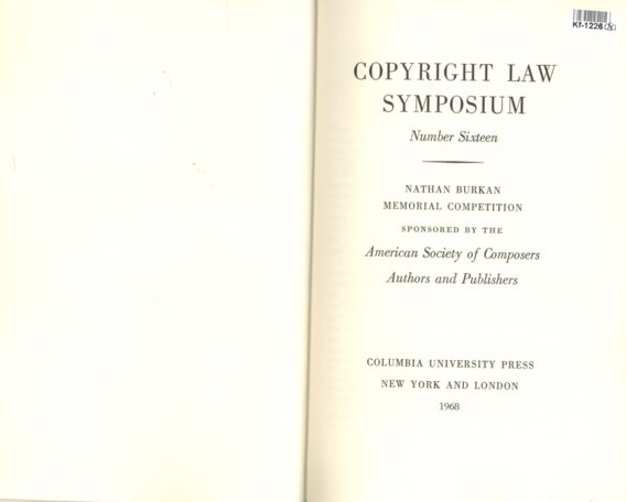 Copyright law symposium - Number sixteen