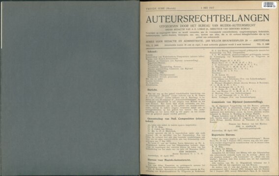 UITGEGEVEN DOOR HET BUREAU VAN MUZIEK-AUTEURSRECHT