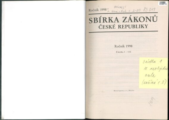 Sbírka zákonů České republiky I.