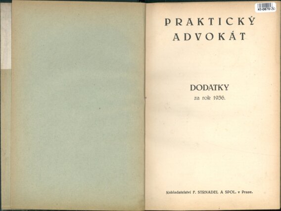 Praktický advokát - dodatky za rok 1936