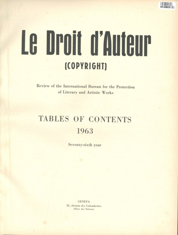 Le Droit d'Auteur