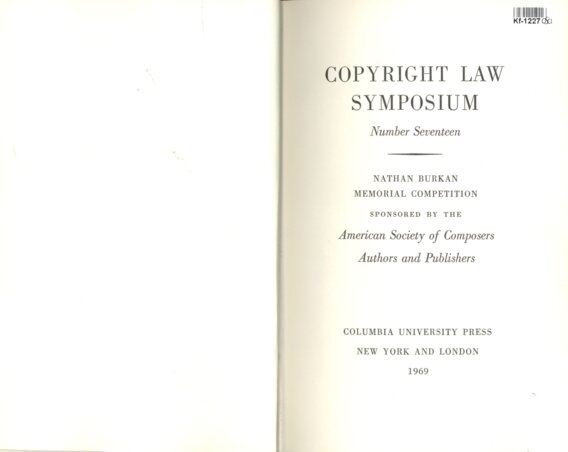 Copyright law symposium - Number seventeen