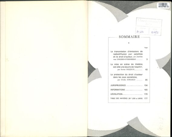 Revue Internationale du Droit d'Auteur LXVII.