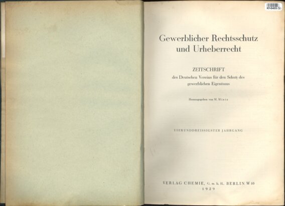 Gewerblicher Rechtsschutz und Urheberrecht