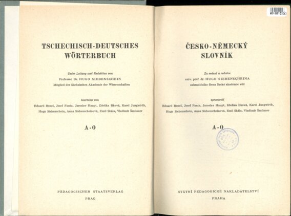 Česko - Německý slovník A - O I. Díl