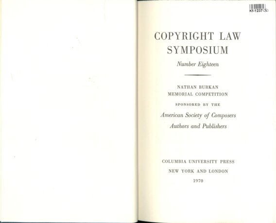 Copyright law symposium - Number eighteen