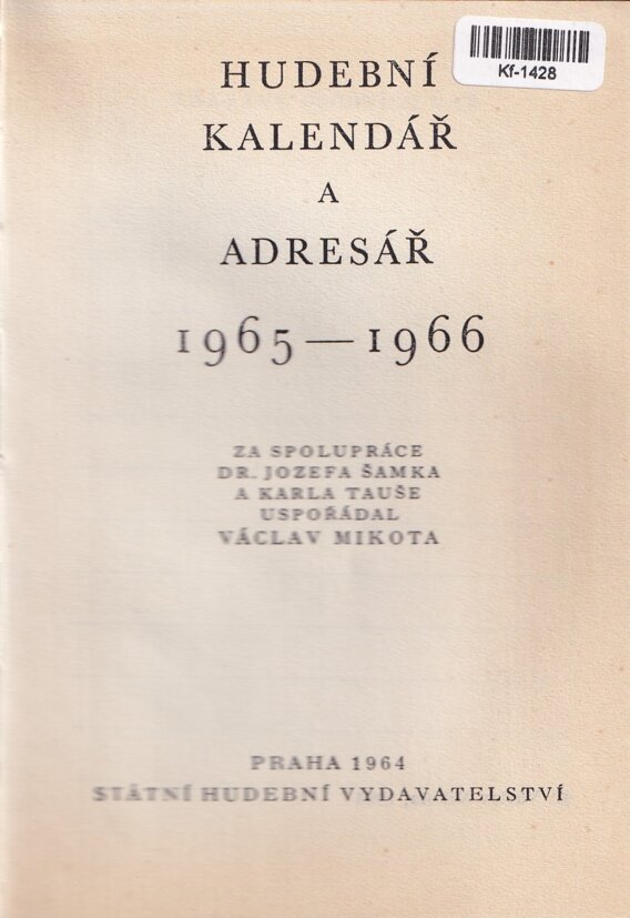Hudební kalendář a adresář 1965–1966