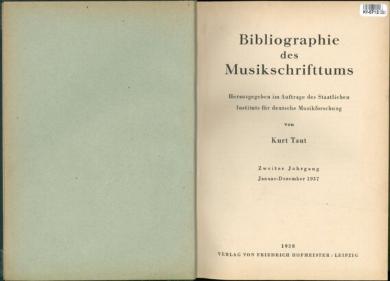 Bibliographie des Musikschrifttums
