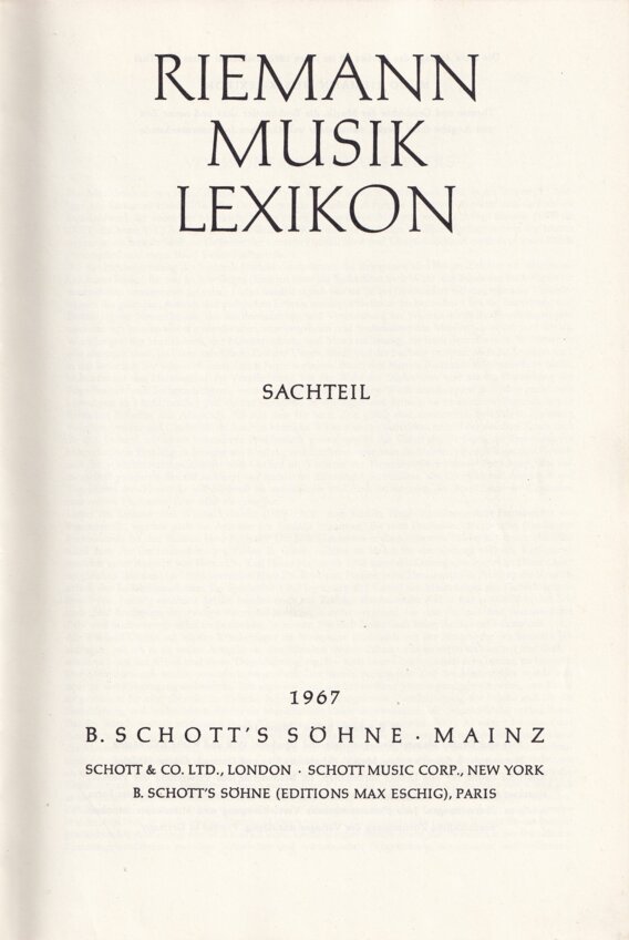 Riemann Musik Lexikon Sachteil