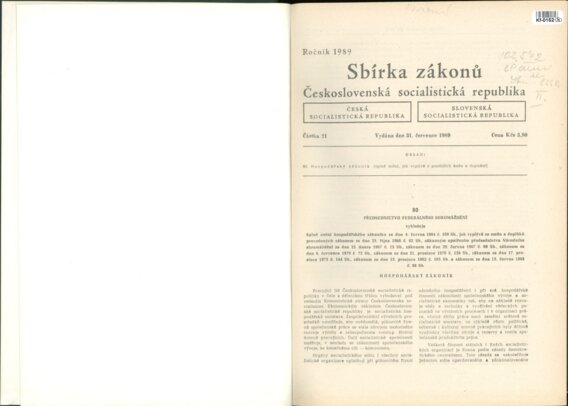 Sbírka zákonů Československá socialistická republika