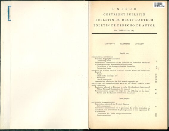 UNESCO COPYRIGHT BULLETIN BULLETIN  DU  DROIT D'AUTEUR BOLETÍN DE DERECHO DE AUTOR