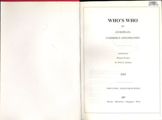 Who's who in (European) commerce and industry