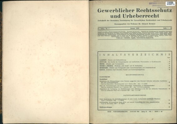 Gewerblicher Rechtsschutz und Urheberrecht